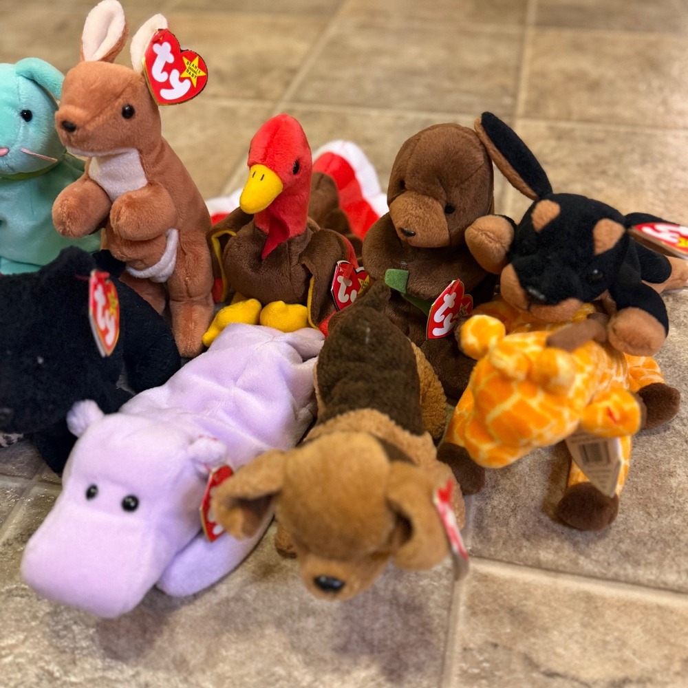 Lot of 12 Ty Beanie Babies Vintage Plush Collection Pouch Hippity Gobbles Multi - Picture 4 of 16